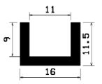 TU1- 0596 1B= 100 m - rubber profiles - U shape profiles