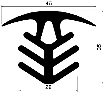 FA 1349 - EPDM Gummi-Profile - Abdeckung und T-Profile