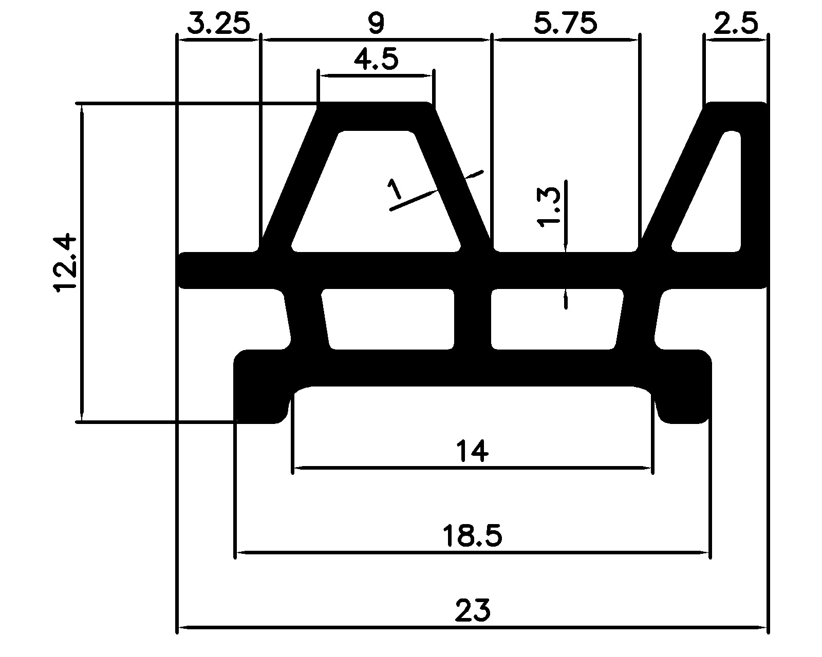 12910370KG - EPDM-Gummiprofile - Auflageprofile / Pufferprofile