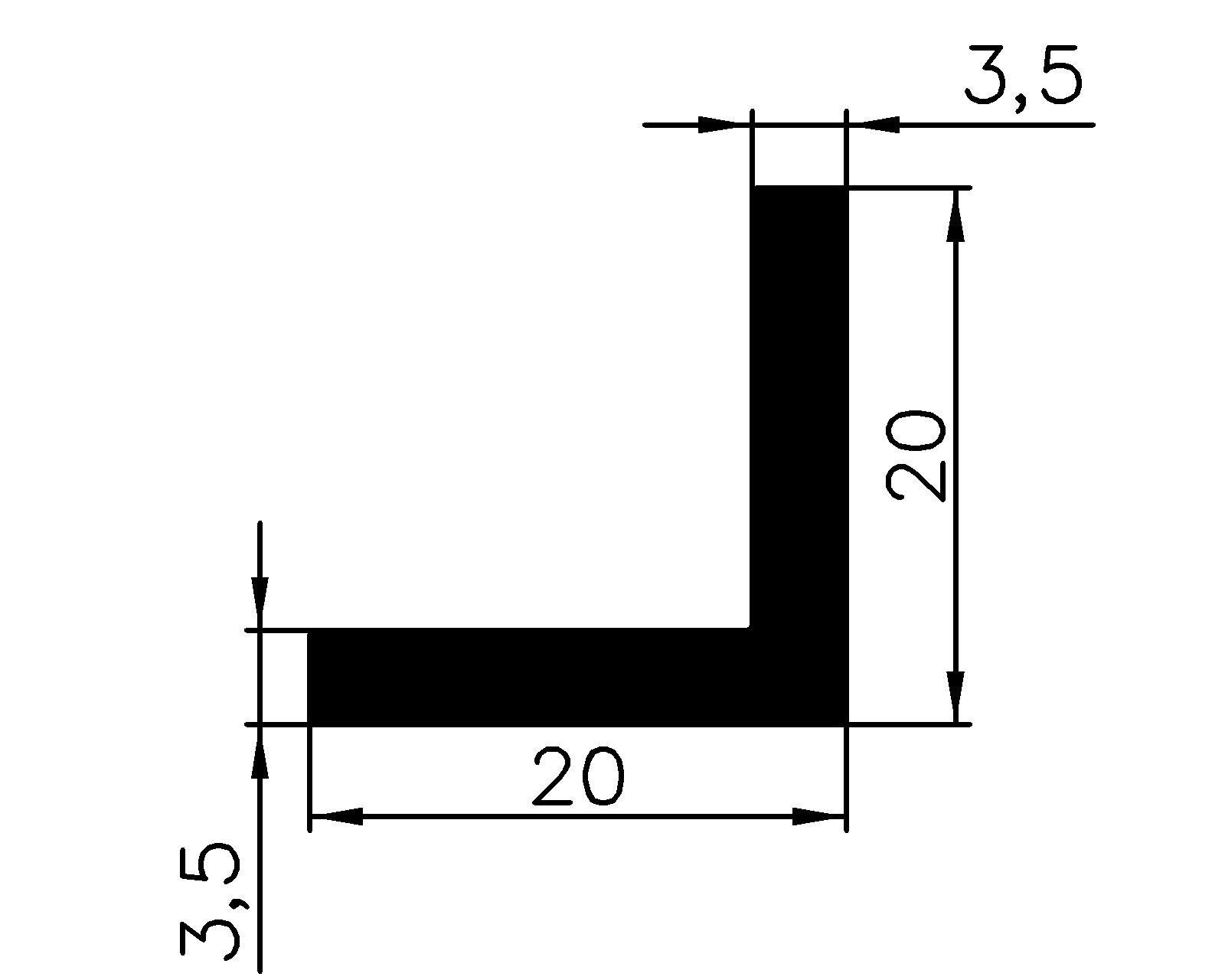 13070370KG - Gummi-„L”-Profil - Winkelprofile / L-Profile