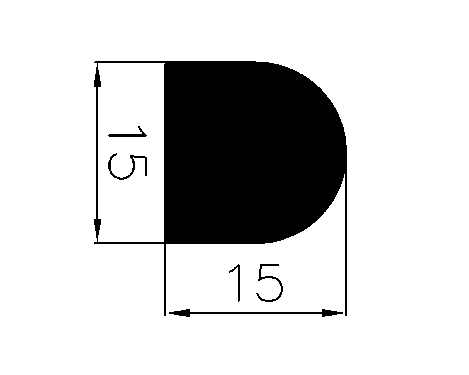 13500370KG - EPDM-Gummiprofile - Halbrundprofile / D-Profile