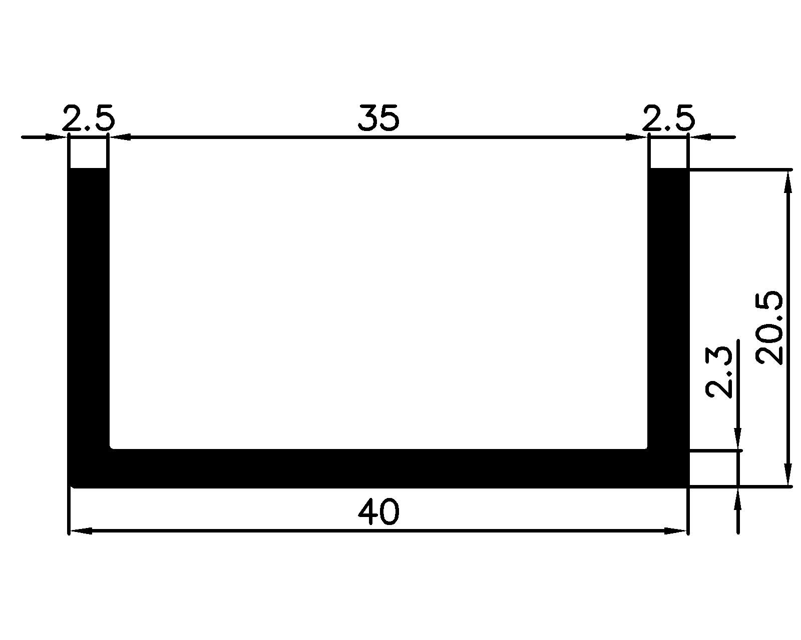 14570365KG - EPDM-Gummi -Profile - U-Profile