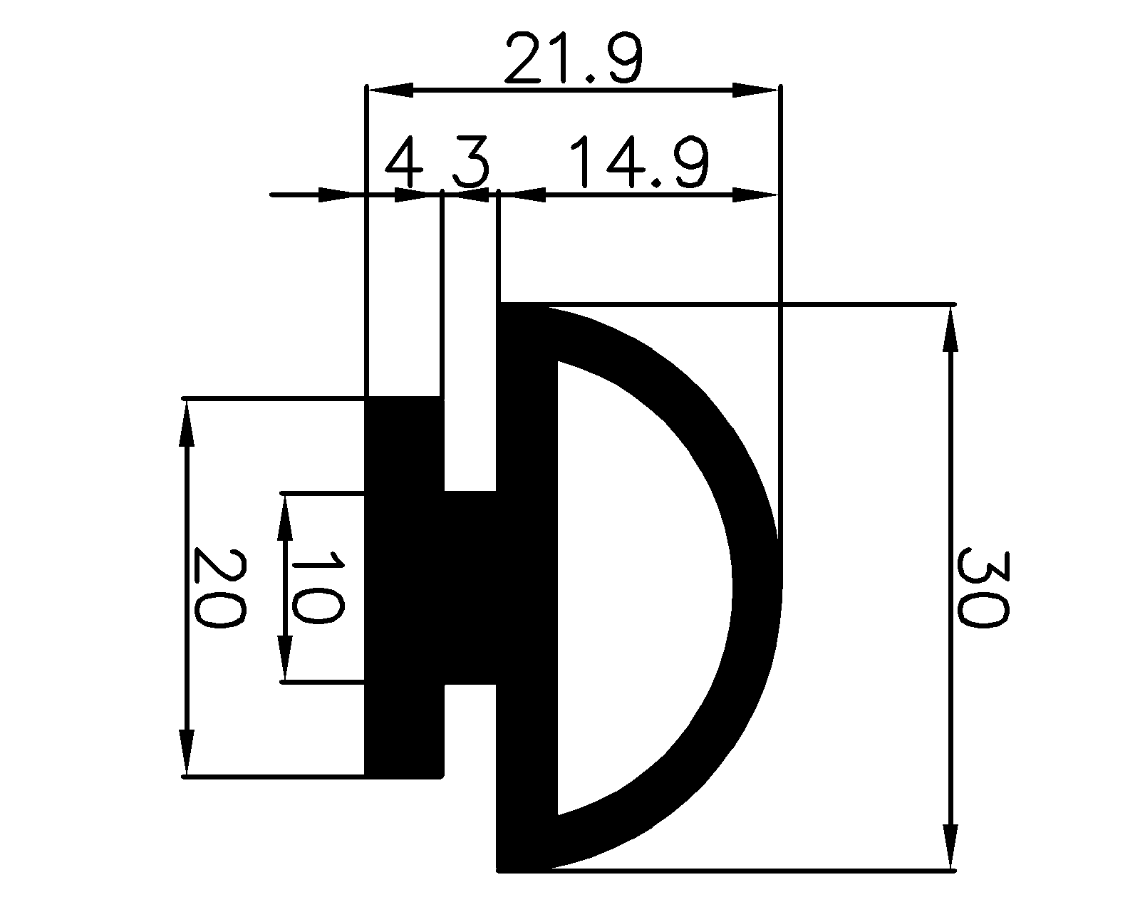 15000370KG - EPDM rubber profiles - Sliding door – finger-guard profiles