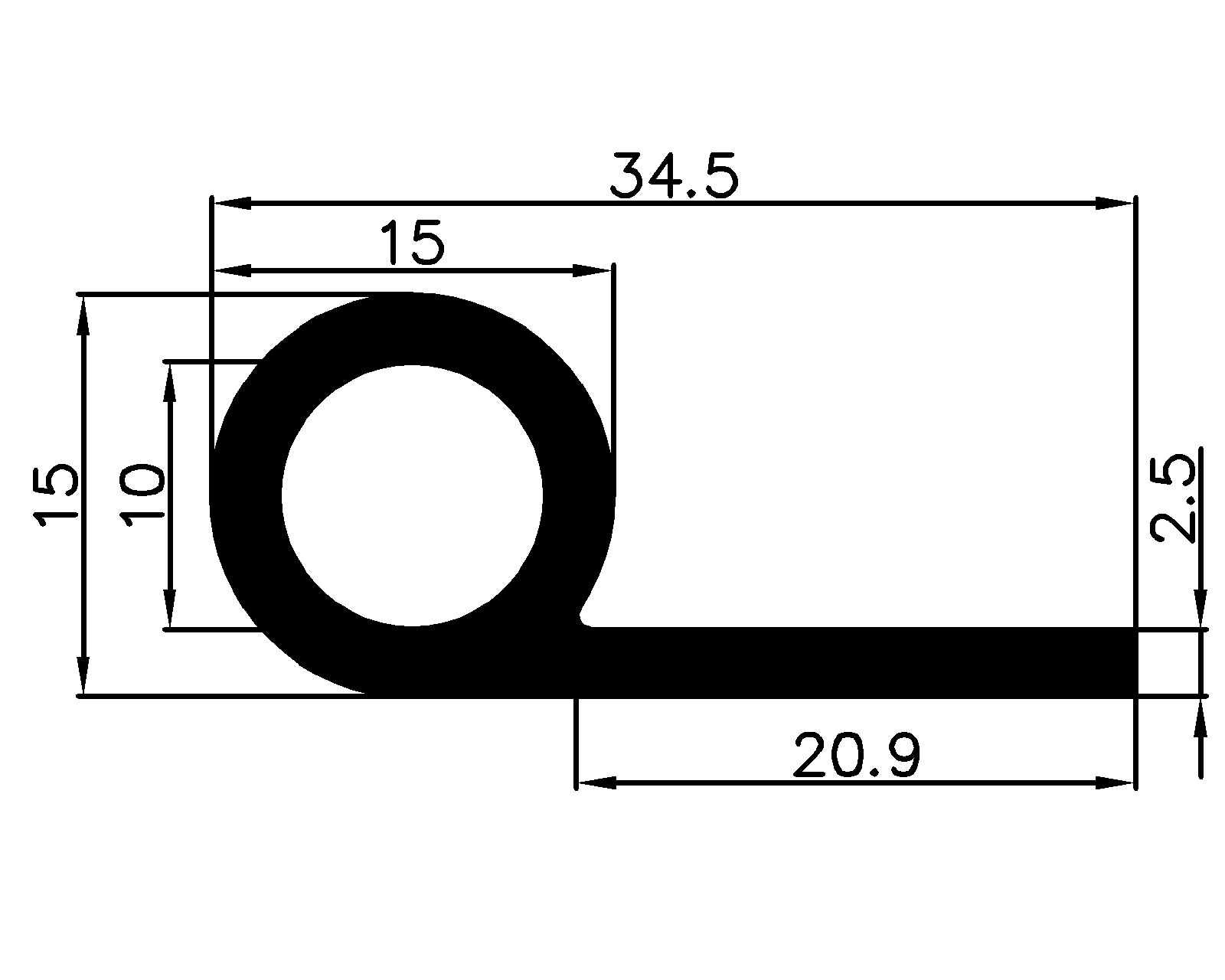 16700370KG - EPDM-Gummi-Profile - Fahnenprofile bzw. P-Profile