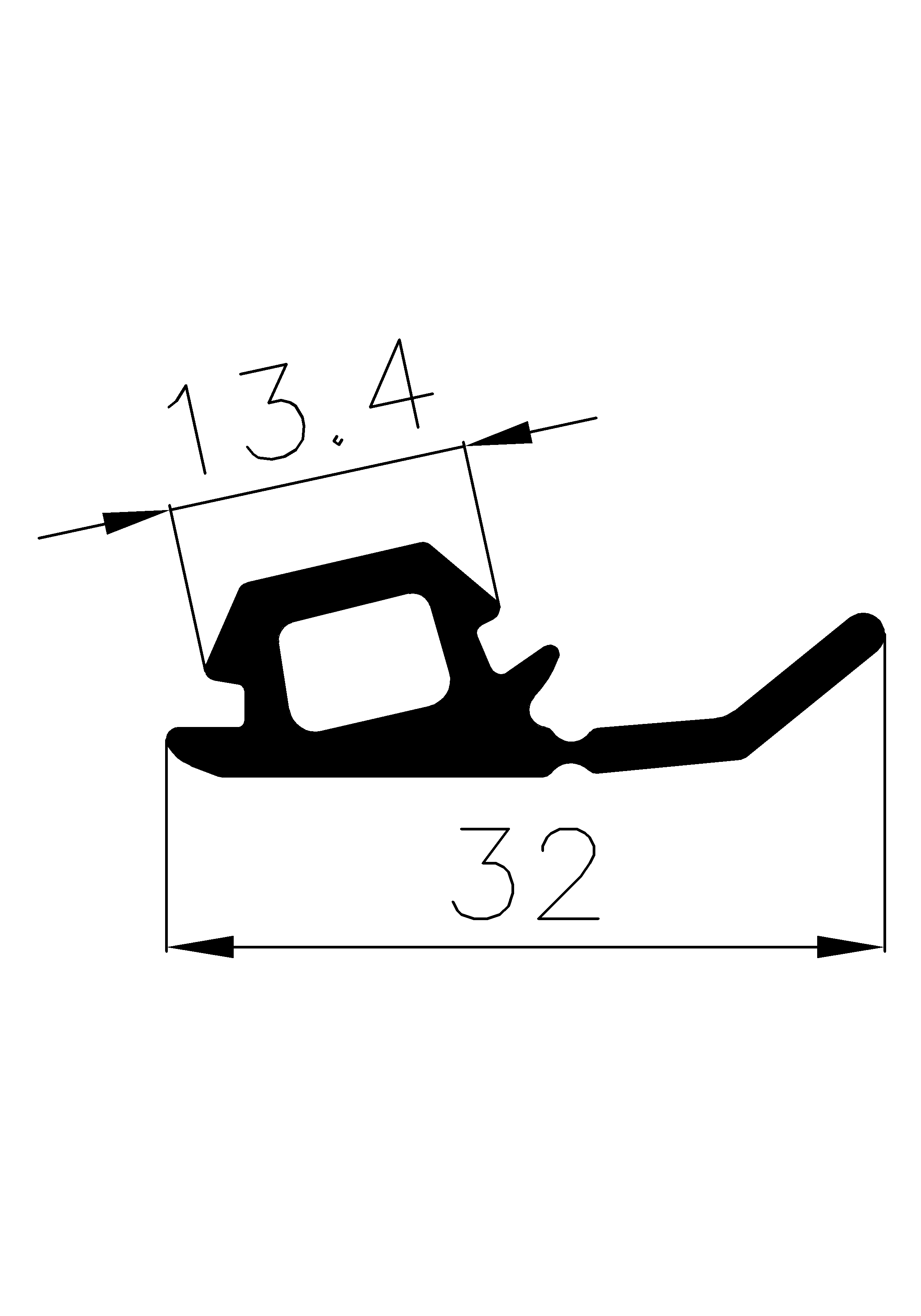 1850365KG - EPDM Gummi-Profile - Abdeckung und T-Profile