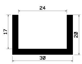 - TU1- 1393 1B= 25 m - rubber profiles - U shape profiles