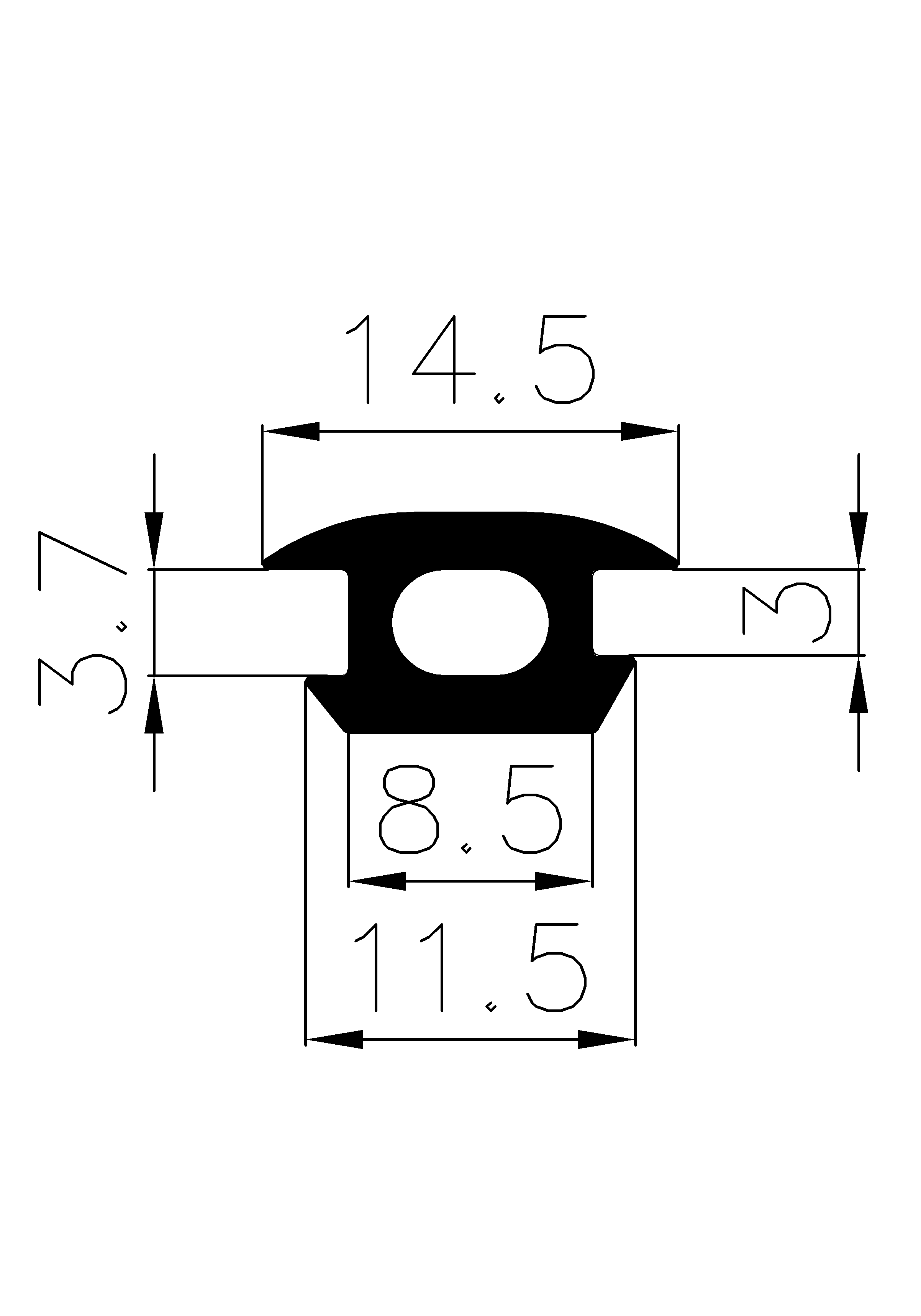 2220370KG - EPDM Gummi-Profile - Abdeckung und T-Profile