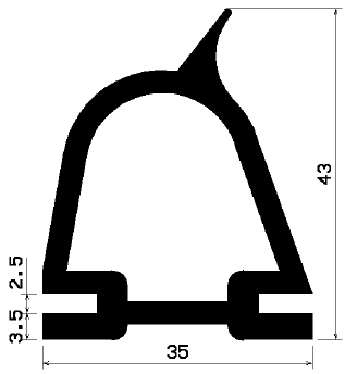 RT 0782 - EPDM gumiprofilok - Gördülő ajtó - ujjvédő profilok