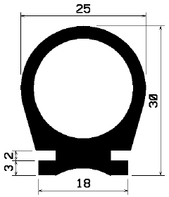 RT - G0792 1B=25 m - EPDM rubber profiles - Sliding door – finger-guard profiles