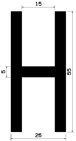 H 0900 - EPDM gumiprofilok - H alakú profilok