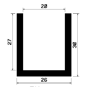 - TU1- 0971 1B= 25 m - Gummiprofile - unter 100 m lieferbar - U-Profile