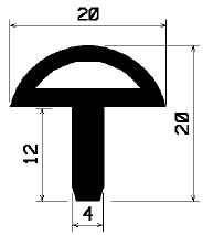 12780360KG - EPDM Gummi-Profile - Abdeckung und T-Profile