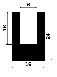 - TU1- 1281 1B= 25 m - rubber profiles - under 100 m - U shape profiles