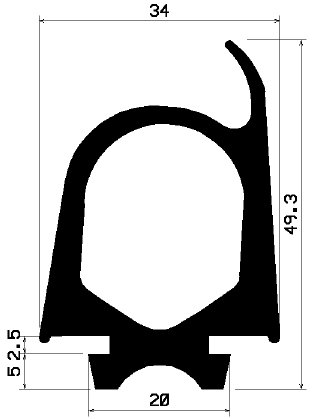 RT 1502 - EPDM-Kautschukprofile - Rolltor- und Fingerschutzprofile