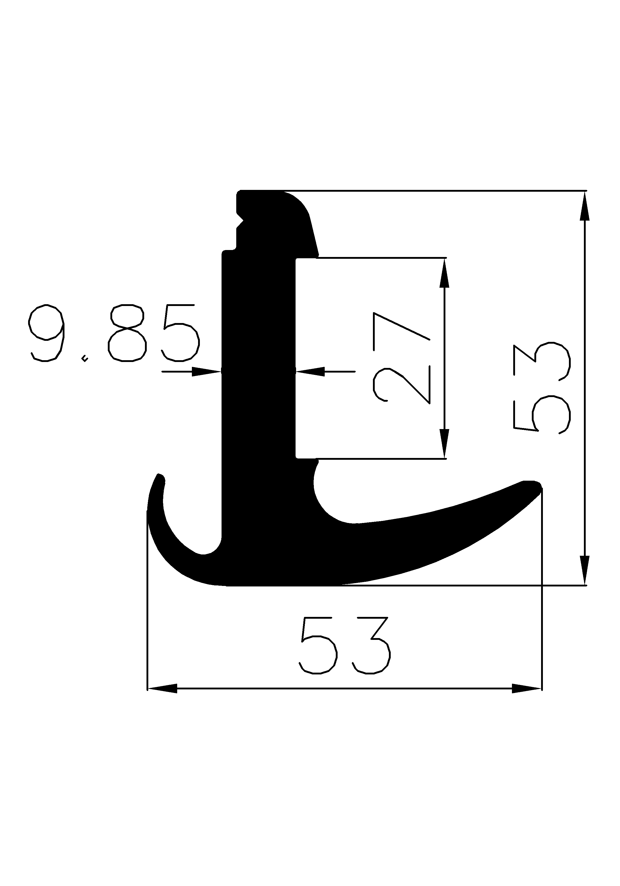 5850365KG - EPDM Gummi-Profile - Abdeckung und T-Profile