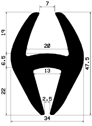 H 1933 - EPDM gumiprofilok - H alakú profilok