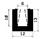 -TU1- 2301 1B= 100 m - rubber profiles - U shape profiles -TU1- 2301 1B= 100 m - rubber profiles - U shape profiles