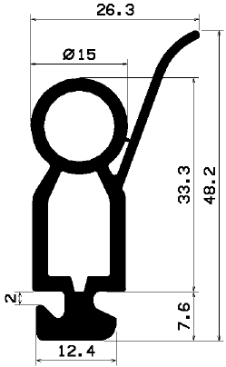 RT 2343 - EPDM rubber profiles - Sliding door – finger-guard profiles