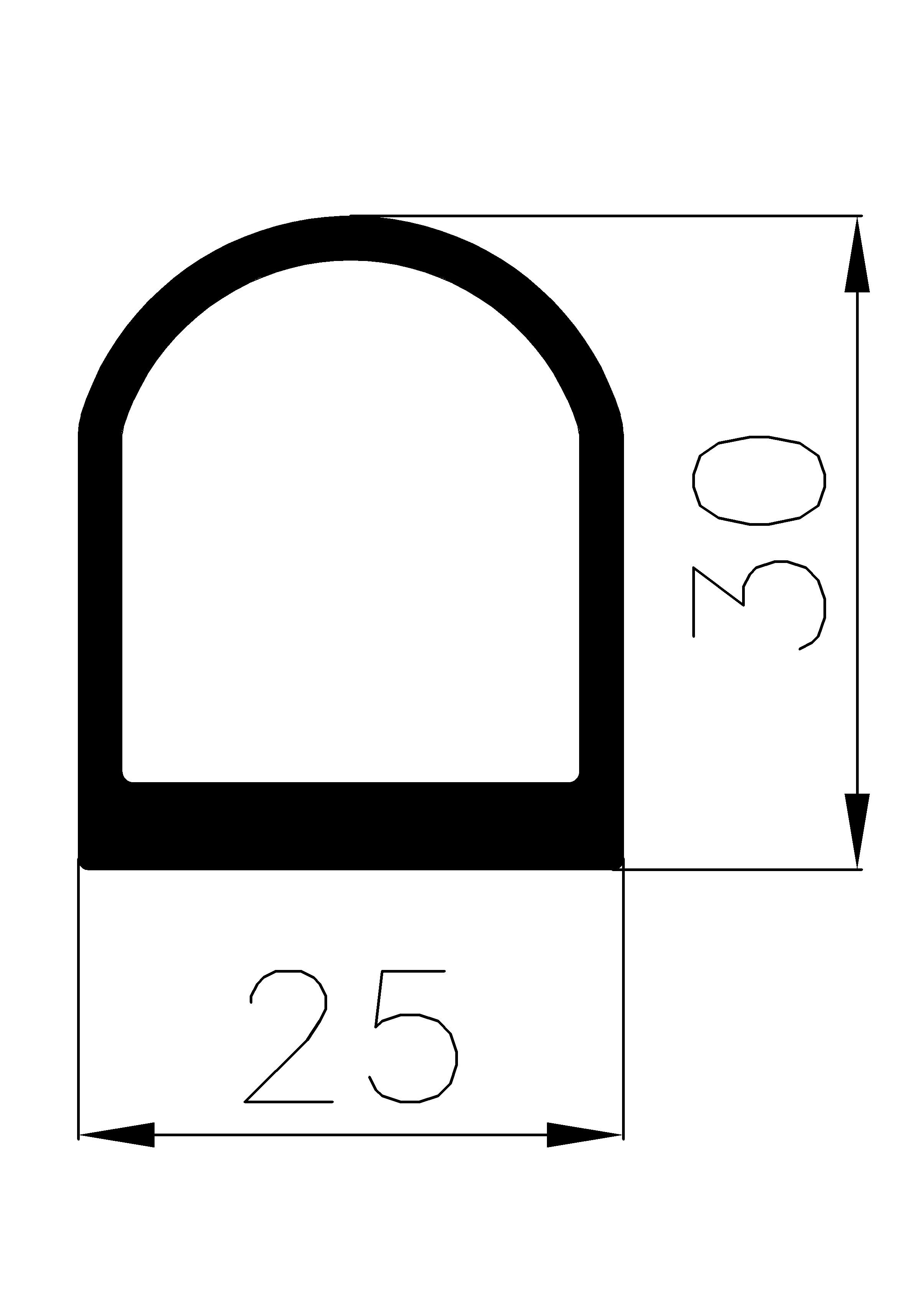 8980160KG - EPDM gumiprofilok - Félkör alakú, D-profilok