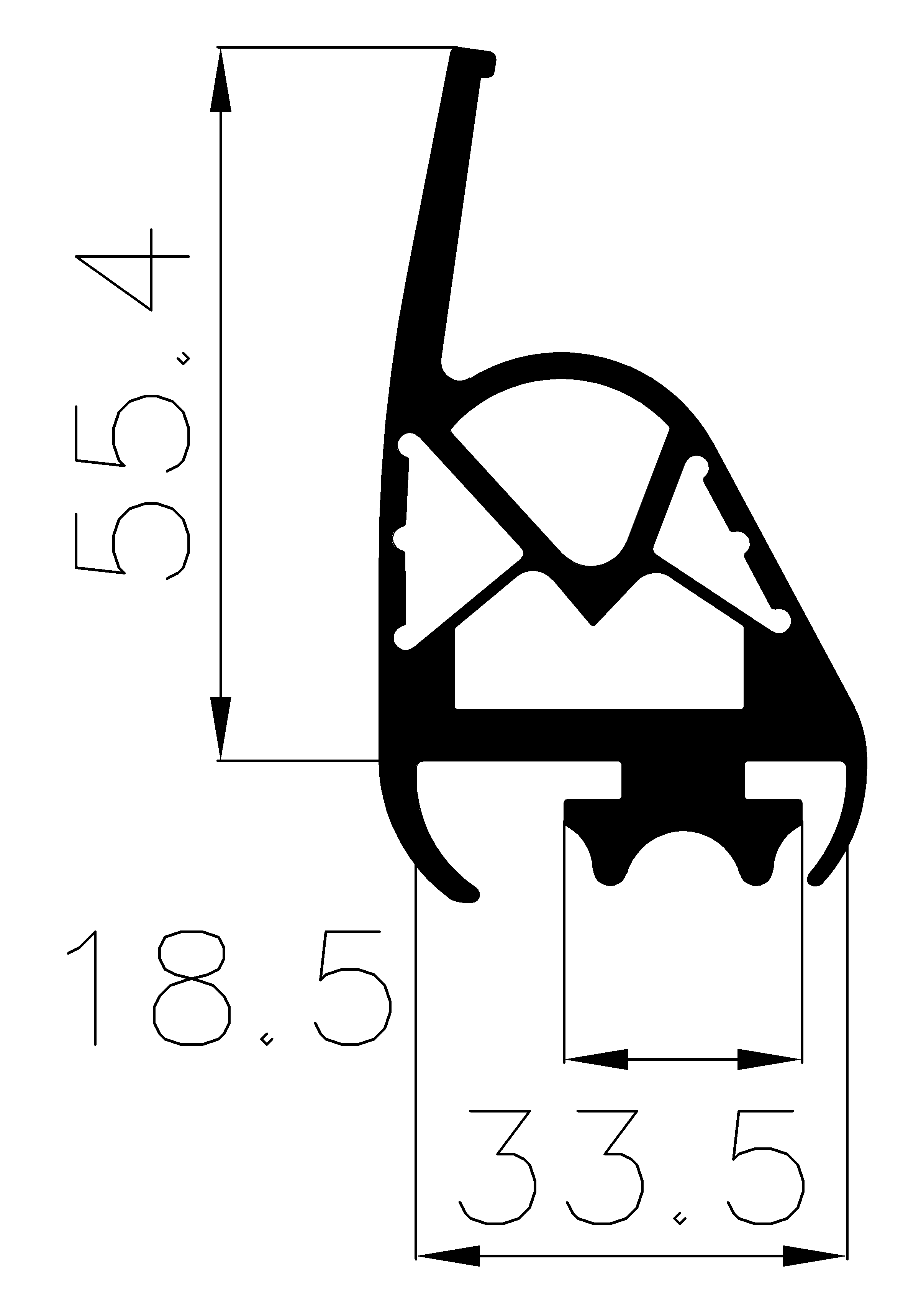 9870365KG - EPDM gumiprofilok - Gördülő ajtó - ujjvédő profilok