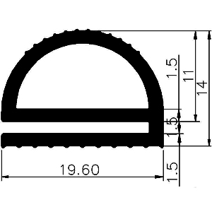 RT - G063 19,6×14 mm - Silikon-Kautschukprofilen - Rolltor- und Fingerschutzprofile