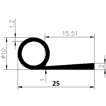 FN - G604 - EPDM gumiprofilok - Lobogó vagy 'P' alakú profilok