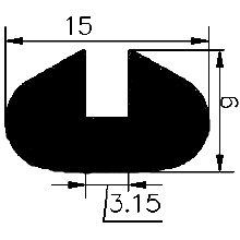 TU1 - G259 15×9 mm - rubber profiles - U shape profiles