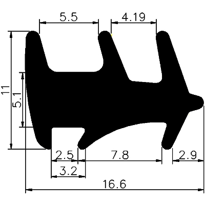 KS - G293 11×16,6 mm - Glazing profiles