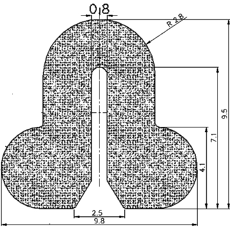 MZS - G307 9,8×9,5×0,8 mm - Schaumgummiprofile bzw. Moosgummiprofile - U-Profile