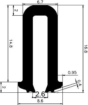 TU1 - G366 6,7×16,8 mm - rubber profiles - U shape profiles
