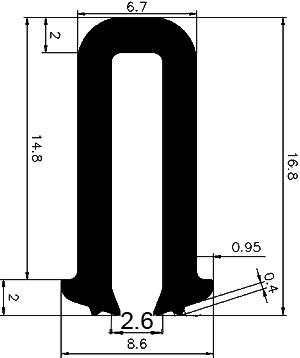 TU1 - G366 6,7×16,8 mm - EPDM-Gummi -Profile - U-Profile