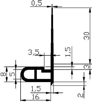 FN - G433 - EPDM gumiprofilok - Lobogó vagy 'P' alakú profilok