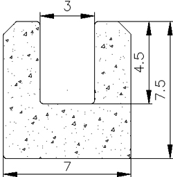 MZS - G519 7×7,5 mm - Schaumgummiprofile bzw. Moosgummiprofile - U-Profile