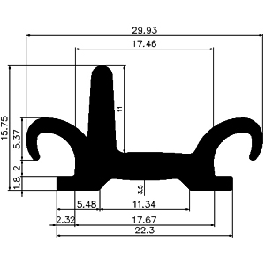 Z1 - G523 30×15,75 mm - Gummiprofile - Türscheiben- Fensterdichtungsprofile