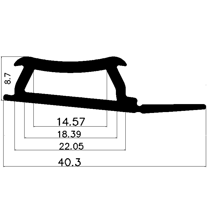 Z1 - G524 40,3×11,3 mm - Gummiprofile - Türscheiben- Fensterdichtungsprofile