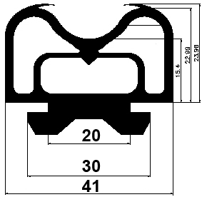 RT - G552 41×24 mm - EPDM gumiprofilok - Gördülő ajtó - ujjvédő profilok