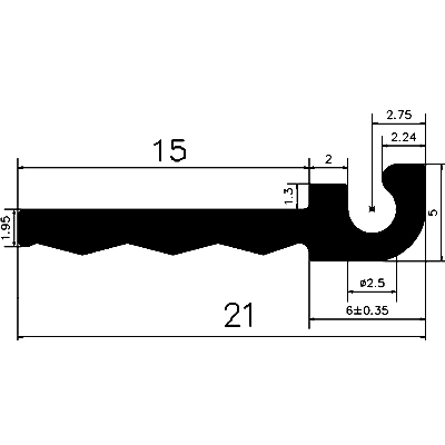 SO - G555 21×5 mm - Weitere Isolier-und Dichtungsprofile