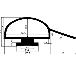 RT - G563 47,8×19,5 mm - EPDM-Kautschukprofile - Rolltor- und Fingerschutzprofile