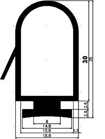 RT - G564 - EPDM gumiprofilok - Gördülő ajtó - ujjvédő profilok