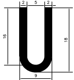 TU1 - G598 18×9×5 mm - Silikon Profile - U-Profile