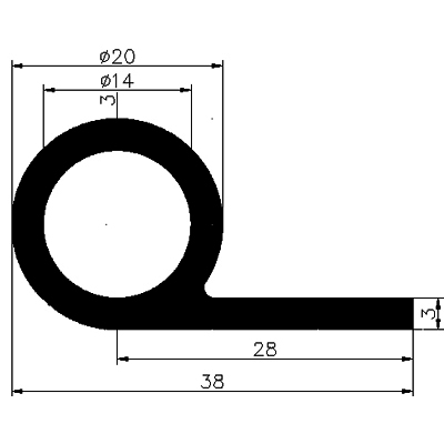 FN - G682 - EPDM gumiprofilok - Lobogó vagy 'P' alakú profilok