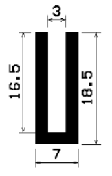 - TU1- 0320 1B= 50 m - rubber profiles - U shape profiles