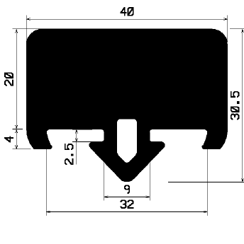 AU 2103 1B= 100 m - EPDM gumiprofilok - Távtartó és ütköző profilok