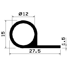 FN 0967 - EPDM gumiprofilok - Lobogó vagy 'P' alakú profilok