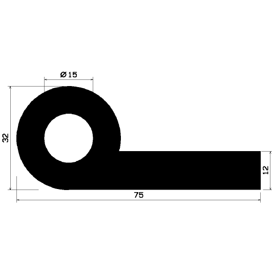 FN 1238 1B= 10 m - EPDM-Gummi-Profile - Fahnenprofile bzw. P-Profile