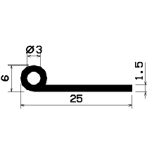 FN - G857 - EPDM gumiprofilok - Lobogó vagy 'P' alakú profilok