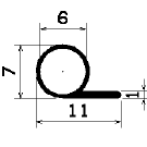 FN 2206 - szilikon gumiprofilok - Lobogó vagy 'P' alakú profilok