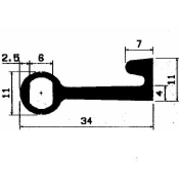 FN 2531 - EPDM gumiprofilok - Lobogó vagy 'P' alakú profilok