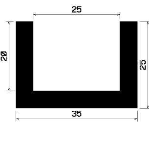 - TU1- 0799 1B= 25 m - Gummiprofile - unter 100 m lieferbar - U-Profile